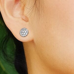 NWT Diamond Cluster Earrings .925 Sterling Silver 1/10 CTTW